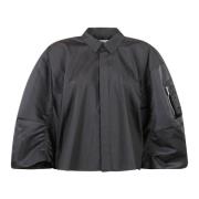 Sacai Poplin Twill Skjorta i Bomull Nylon Black, Dam