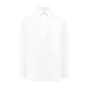 Saint Laurent Oversize Bomullsskjorta med Monogram Broderi White, Herr