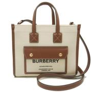 Burberry Vintage Pre-owned Canvas axelremsvskor Beige, Dam