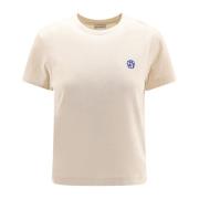 Burberry Broderad Bomull Crew-neck T-shirt Beige, Dam