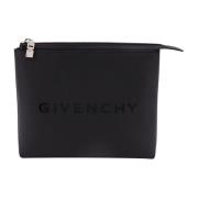 Givenchy Logo Print Coated Canvas Clutch Black, Herr