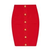 Balmain Kjol med dekorativa knappar Red, Dam