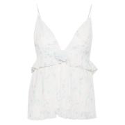 Ganni Elegant Georgette Top för Kvinnor White, Dam