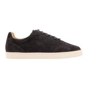 Brunello Cucinelli Suede Lace-up Sneakers med Logo Print Gray, Herr