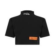 Heron Preston Logo Turtleneck Crop T-Shirt Svart Bomull Black, Dam