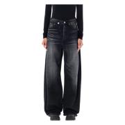 Junya Watanabe Högmidjade Svarta Wide-leg Jeans Black, Dam