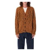 YMC You Must Create Tan Jacquard Cardigan Stickat Aw24 Brown, Herr