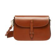 Max Mara Weekend Läder Crossbody-väska med Jacquardrem Brown, Dam