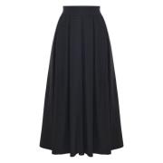 Kocca Flared Midi Skirt with Pleats Black, Dam