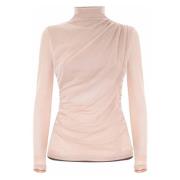 Kocca Draped Polo Neck T-shirt Beige, Dam