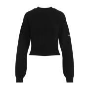 Balenciaga Svart Cropped Sweater Black, Dam