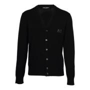 Dolce & Gabbana Herr Ull Kasmir Cardigan - V-Hals Knappstängning Black...