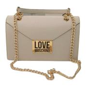 Love Moschino Eko-läder Axelväska med Logoplatta Beige, Dam