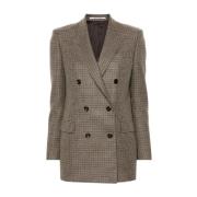 Tagliatore Brun Houndstooth Dubbelknäppt Jacka Brown, Dam