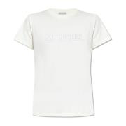 Moncler T-shirt med logotyp Beige, Dam