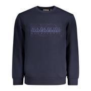 Napapijri Blå Långärmad Sweatshirt med Tryck Blue, Herr