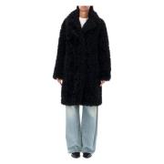 Stand Studio Svart Eco Shearling Jacka Aw24 Black, Dam