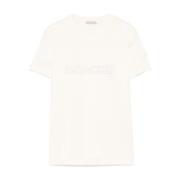 Moncler Vita T-shirts och Polos med Kristall-Logotyp White, Dam