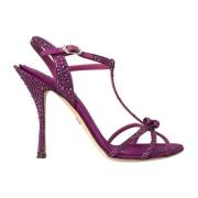 Dolce & Gabbana Lila Strass Ankelrem Sandaler Purple, Dam