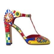 Dolce & Gabbana Carretto Mönster T-Rem Klack Sandaler Multicolor, Dam