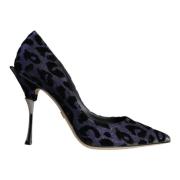 Dolce & Gabbana Leopard Lurex Klackar Pumps Skor Blue, Dam