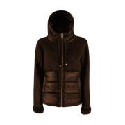 YES ZEE Faux Fur Quilted Hooded Jacket Brown, Dam