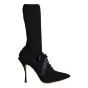 Dolce & Gabbana Svarta Stilettohälar Mid Calf Stövlar Black, Dam