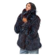 Cesare Gaspari Blå Faux Fur Coat Icelyn Blue, Dam