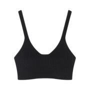 Aeron Ribbstickad Bralette i Svart Black, Dam