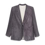 Alysi Lila Corduroy Jacka med Revers Purple, Dam