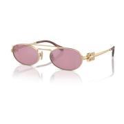 Miu Miu Oval Metall Solglasögon med UV Linser Pink, Dam