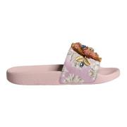 Dolce & Gabbana Rosa Kristall Slide Sandaler Strand Skor Pink, Dam