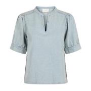 Neo Noir Denimblus med Puffärmar Blue, Dam