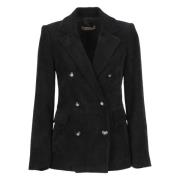 D.Exterior Svart Corduroy Blazer Peak Revers Black, Dam