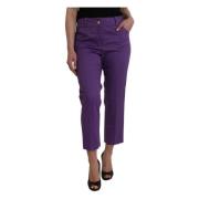 Bencivenga Lila Bomull Straight Cropped Byxor Purple, Dam