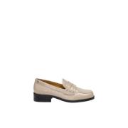 Fabienne Chapot Beige Loafers med Croc Textur och Studs Beige, Dam