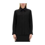 Lanvin Stilig Crepe de Chine Skjorta Black, Dam