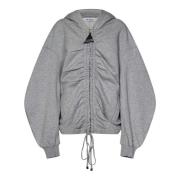 The Attico Grå Zip-Up Hoodie med Samlad Detaljering Gray, Dam