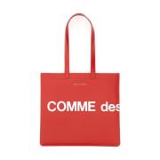 Comme des Garçons Logo Tote Bag med Dubbel Handtag Red, Unisex