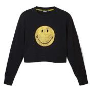 Desigual Smiley Hoodie Black, Dam