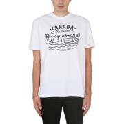 Dsquared2 Logo Print T-shirt med Halsband White, Herr