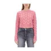 Dsquared2 Mohair Cropped Skjorta Tillverkad i Italien Pink, Dam