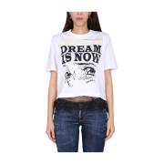 Dsquared2 T-shirt med logotryck White, Dam