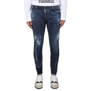 Dsquared2 Biker Fit Jeans med knapp och dragkedja Blue, Herr