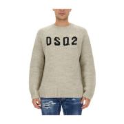 Dsquared2 Logo Ull Jersey Regular Fit Beige, Herr