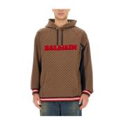 Balmain Monogram Jacquard Sweatshirt Brown, Herr