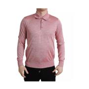 Dolce & Gabbana Herr Krage Pullover Tröja Rosa Pink, Herr