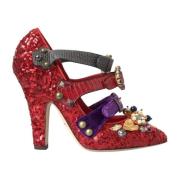 Dolce & Gabbana Röda Kristall Mary Jane Pumps Red, Dam