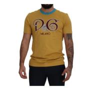 Dolce & Gabbana Livlig Milano Motif Crewneck Tee Yellow, Herr