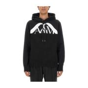 Alexander McQueen Logo Oversize Bomullströja Tillverkad i Italien Blac...